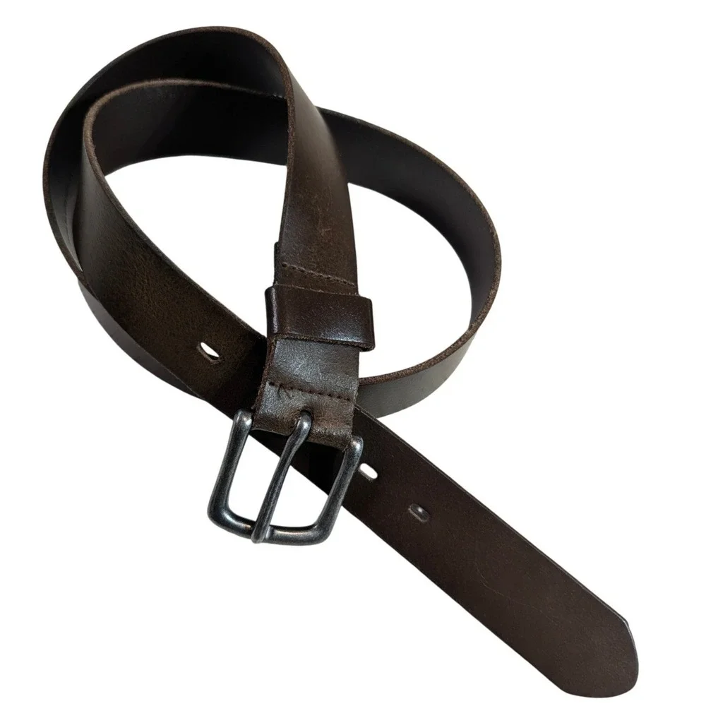 Banana Republic Mens Size 40 Brown Leather Belt Silver Buckle‎ Italian Cow USA